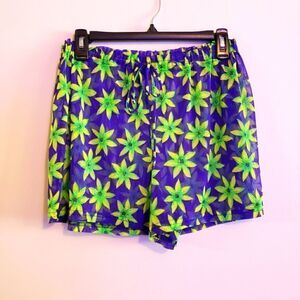 VINTAGE PACIFIC CONNECTIONS MESH FLORAL PRINT SWIM COVER UP SHORTS SIZE SMALL